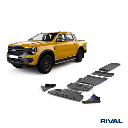 Juego de protecciones (Radiador, Motor, Caja de cambios, Caja de transferencia, Depósito de combustible, Brazos delanteros) Ford Ranger 2022-;  Volkswagen Amarok 2023-; 2 l. / diesel; 3 l. / diesel